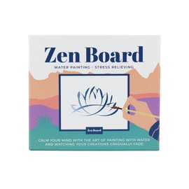 Gift Republic Zen Board Mindfulness Water Painting Set Wooden Painting Board, Stand, Ceramic Bowl, Brush & 20 Mindfulness Cards Stress Relief Self-Care Gift for Relaxation & Wellness