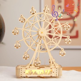 Hallisun 3D Wooden Puzzle for Adults, Ferris Wheel Model City Kit, DIY Wooden Craft Set, Creative Model Making Hobbies, Birthday Gift for Family and Friends, Home Decoration, 120 Pieces