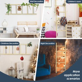 Delywh Wooden Blanket Ladder, 4.8ft Throw Blanket Holder for Living Room, Bedroom, Rustic Decorative Quilt Towel Rack Stand Ladders, Farmhouse Wood Ladder Home Decor for Blankets Display, Nature Wood