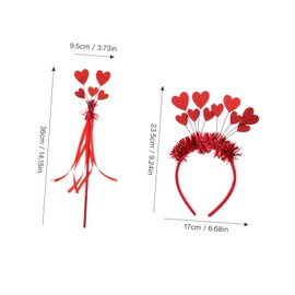 Healeved 1Set Heart Hair Hoops with Fairy Wand Sequin Headbands for Valentine's Day Parties and Birthdays Present for Friends and Loved Ones