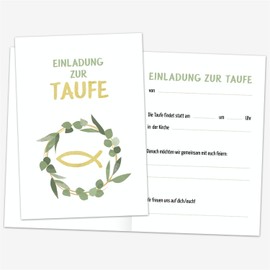 Decento® Christening Invitation - 8 Folding Cards with Envelope - Christening Invitations for Boys and Girls - Invitation Cards to Fill in and Write on