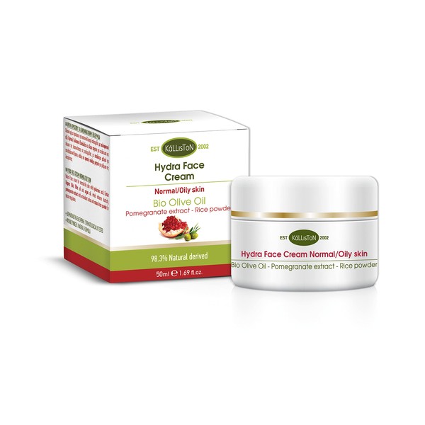 Kalliston, Hydra Active Face Cream, Organic Olive and Argan Oil with Pomegranate Extract, Antioxidant Action Cream, Ammonia-Free, All Natural-Ingredients, Product of Greece, 1.69 oz