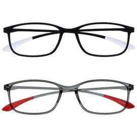 OPULIZE-Ice Pack de 2 anteojos de lectura súper ligeros negro gris mujer hombre RR6117 +2.50