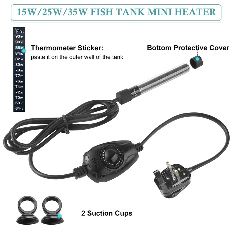 PYPABL Super Mini Aquarium Heater 15W 25W 35W, Submersible Nano