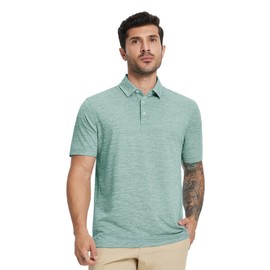 MICHEL ROUEN Mens Golf Polo Dry Fit Lightweight Texture Heather Jacquard Sports Casual Collared Polo Shirts for Men