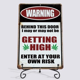 Yniaun Decor - Decoración de pared vintage de marihuana con texto en inglés 'Man Cave', 8 x 12 pulgadas, aluminio