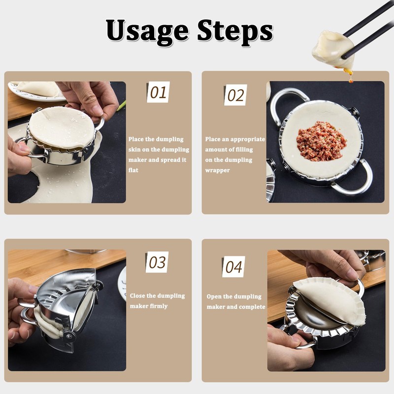 Set of 3 Stainless Steel Mouth Bag Maker, Dumpling Maker,
