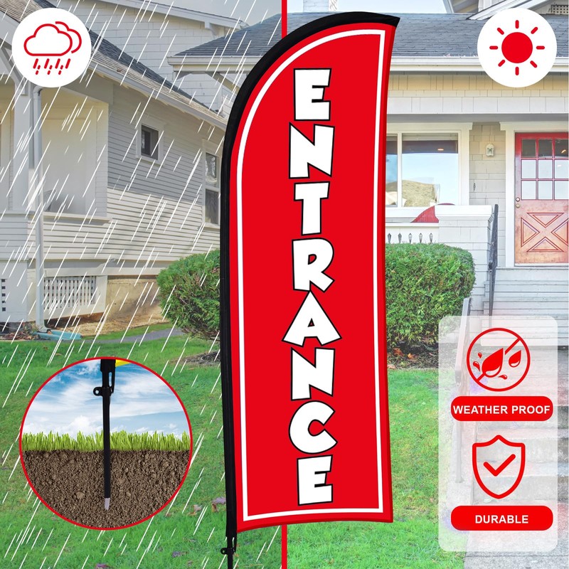 Buryeah Entrance Banner Sign Kit with Enter Here Yard Sign