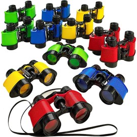 Kicko Toy Binoculars for Kids - 3.5 x 5 in Binoculars for Bird Watching, Jungle Exploration for Party Favors and Adventure Play - Durable (Pack of 12)