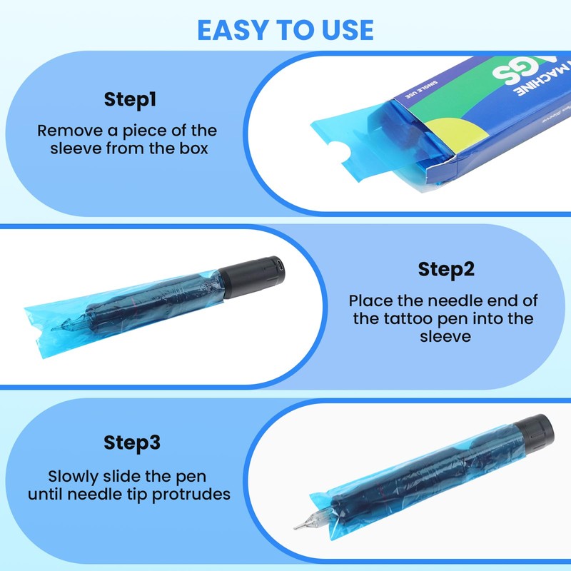 Tattoo Pen Covers for Tattoo Workers: 200 pcs Large Disposable