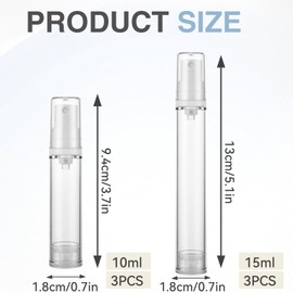 BinXiaoQin Airless Pump Dispenser (10 ml/15 ml), Cream Dispenser for Filling, Travel Set, Liquids, Empty Pump Bottle, Dispenser Bottle, Pump, Airless Pump Bottles, Small Cosmetic Bottles, Vacuum