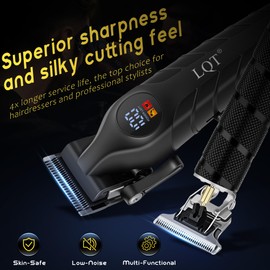 LQT Hair Trimmers & Clippers for Men, Professional, Cordless, 4-in-1 Electric Shaver Set with LED Display, Waterproof Body Grooming, Nose Trimmer & T-Blade for Bald, Complete Barber