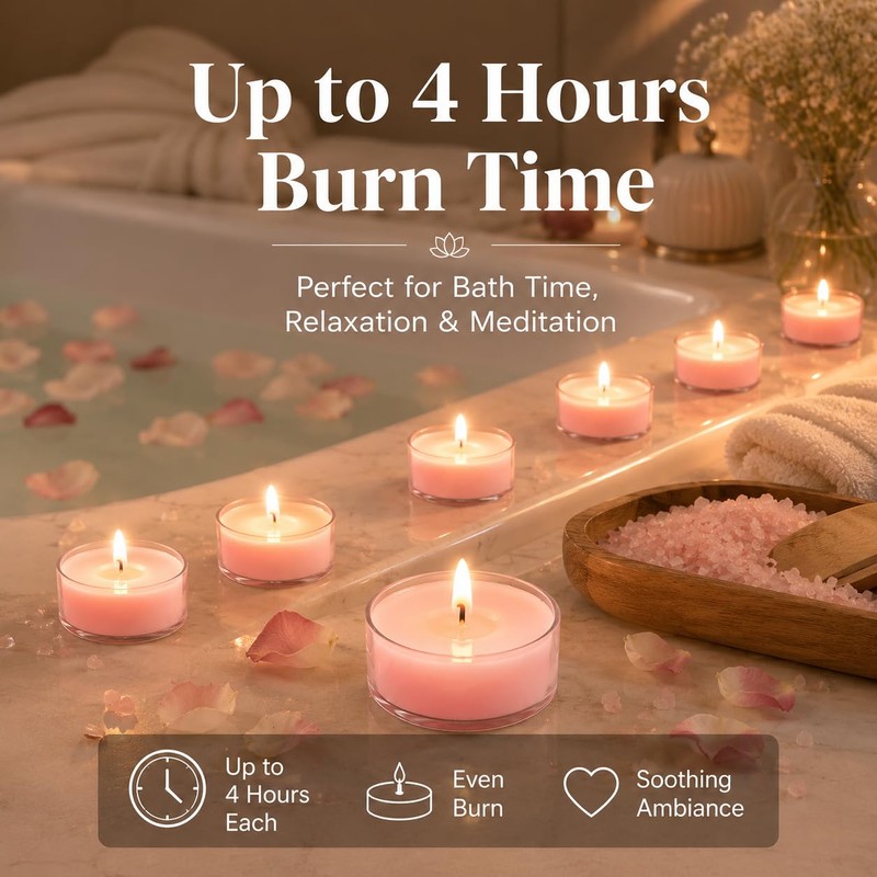 16Pcs Pink Sand Scented Tealight Candles | Soy Wax |