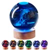 CBGCYSY Dolphin Crystal Ball Lamp with LED Wooden Base, 16