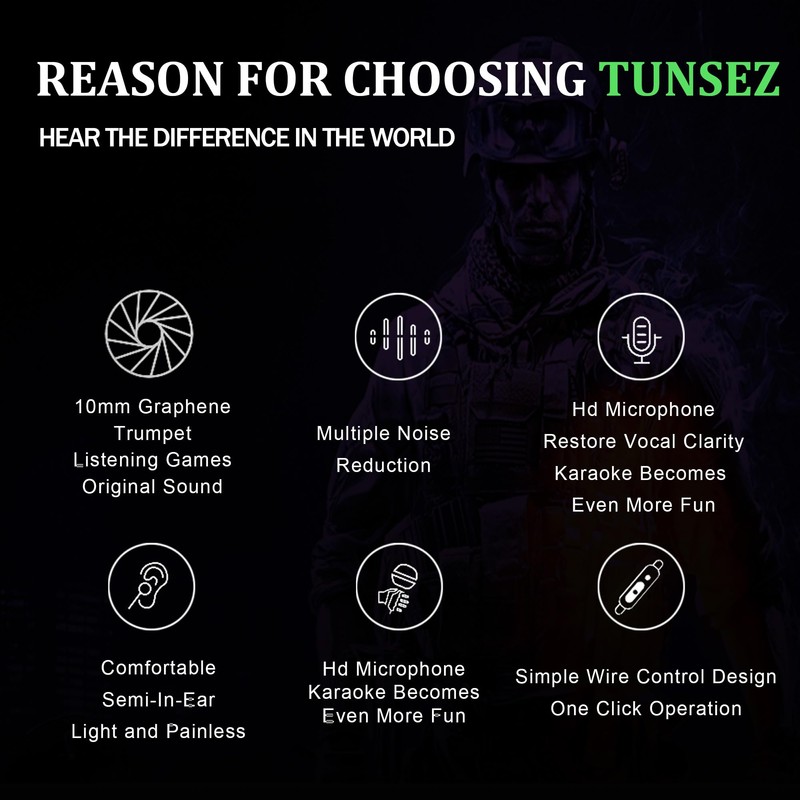TUNSEZ HiFi Wired Earbuds, PRO Gaming Ear Buds Wired, in-Ear