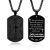 Soccer Bible Verse Cross Necklace for Men Stainless Steel Black