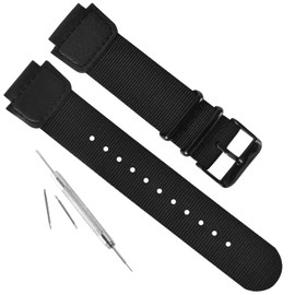 Premium Nylon Strap Compatible with Casio SGW-500 /SGW-300/SGW-400H/AE-1000W/AE-1100/AE-1200/ W-735H/W-S210/W-800H/W-216/210/200/AQ-S810W/AEQ-110/F-108/MRW-200H, 18mm Replacement Leather Watch Band