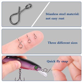 Quick Fly Fishing Snaps, 150pcs Stainless Steel No Knot Fast Snaps Quick Lure Change Clips for Flies Jigs Lures Mixed Size