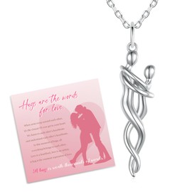 Valentines Gifts Couple Hug Necklace: S925 Sterling Silver Hugging Necklace Anniversary Jewelry Gift for Men and Women