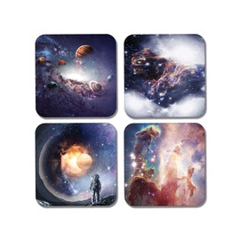 DV DESIGN 4 x Square Space Coasters - Universe Solar System Nebula Science Gift #77906
