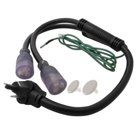 AC WORKS 30 Amp 3-Prong Dryer Wall Outlet Adapter (To (2) 15/20 Household)