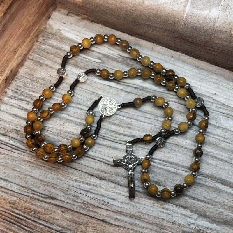 Saint Benedict Rosary/Necklace Handcrafted in Bethlehem & Jerusalem from holy