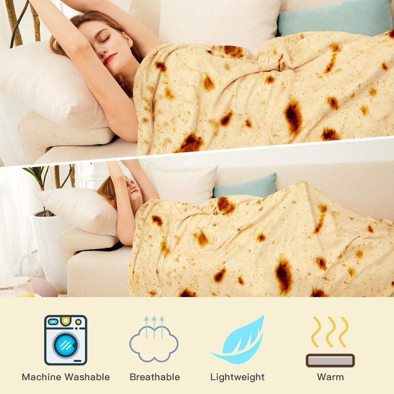 Burrito Tortilla Human Blanket, LetsFunny Burrito Wrap Novelty Blanket Tortilla