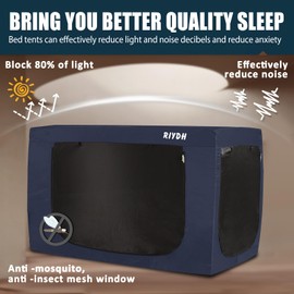 RIYDH Bed Tent Queen Bed Canopy Tents - Portable Dream Tent for Kids and Adult Indoor Sleeping Tents 80% Blackout with 3 Doors Breathable Big Space Tents