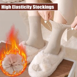 Josnown Women's Thermal Socks, 5 Pairs Warm Winter Socks, Thick Knitted Socks, Wool Socks for Women, Daily Wear, Beautiful Colour, Size 35-42, 5 colours