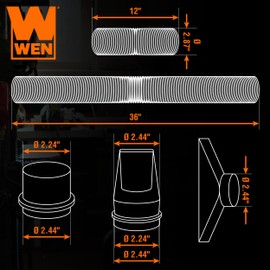 WEN 2.5-Inch by 36-Inch Flexible and Sculptable Dust Hose Kit with Couplers and Adapters