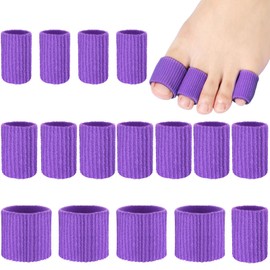16 Pcs Toe Cushion Tube Toe Tubes Sleeves Soft Gel Corn Pad Protectors for Cushions Corns, Blisters, Calluses, Toes and Fingers (Purple)