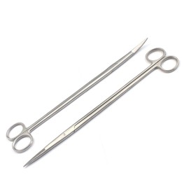 AAProTools Aquarium Maintenance Aquascaping Scissors Stainless Steel Set Straight & Curved 12" Plant Tank Tool Freshwater Saltwater Tweezers Substrate Scraper Gravel Sand Fish