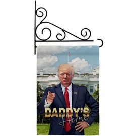 Daddy's Home Trump Won Flag Holder Kit Wall Hanging Decor for Home Porch 47th President Poster MAGA Decorations Make America Great Again Banner Republican Gifts Made in USA