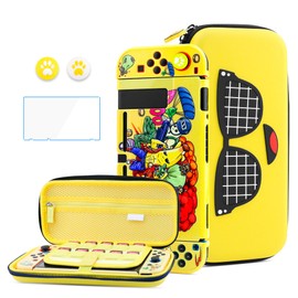 HYPERCASE Yellow Switch Case Kit for NS Accessories, with Portable Switch Carrying Travel Case, Hardshell NS Protective Cover Skin of Peely, HD Screen Protector & 2 Cute Thump Caps - Fit Boys Girls
