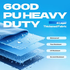 LumiCalyx 600D Waterproof Boat Cover, 16-18.5' Marine Grade Heavy Duty Trailerable Anti-UV Polyester Canvas, Fits 16-18.5ft Bass Boat, V-Hull, Fish & Ski,Grey