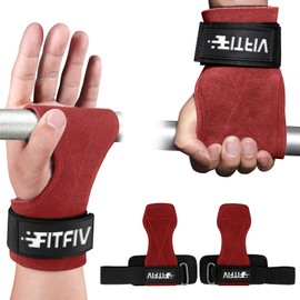 FITFIV Correa de muñeca para levantamiento de pesas, doble piel para levantamiento de pesas para entrenamiento de fuerza, muñequeras acolchadas de neopreno, para hombres y mujeres (par)