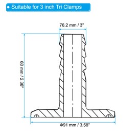 PATIKIL 1 Pcs 3" Trike Clamp to 3" Hose Barb Adapter Sanitary Trike Lamp Hose Barb Fitting 304 Stainless Steel Pipe for Brewery Winery Food Processing Equipment