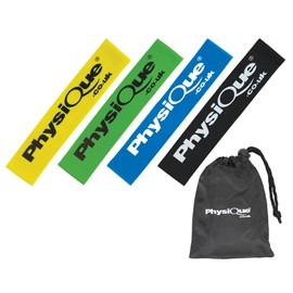 PHYSIQUE - Mini Bands - Skin Friendly Sports Resistance Bands Set of 4 Elastic Loops With 4 Resistance Levels - Free Case Included - Ideal for Home Fitness, Strength Exercise, Gym, Yoga