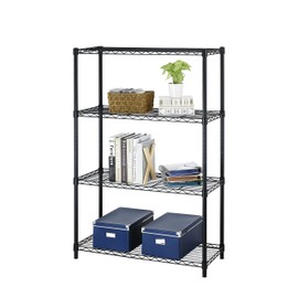 4Shelf Wire Shelving Unit Garage NSF Wire Shelf Metal Large Storage Shelves Heavy Duty Height Adjustable Utility Commercial Grade Steel Layer Shelf Rack Organizer 1000 LBS Capacity 14x36x54,Black