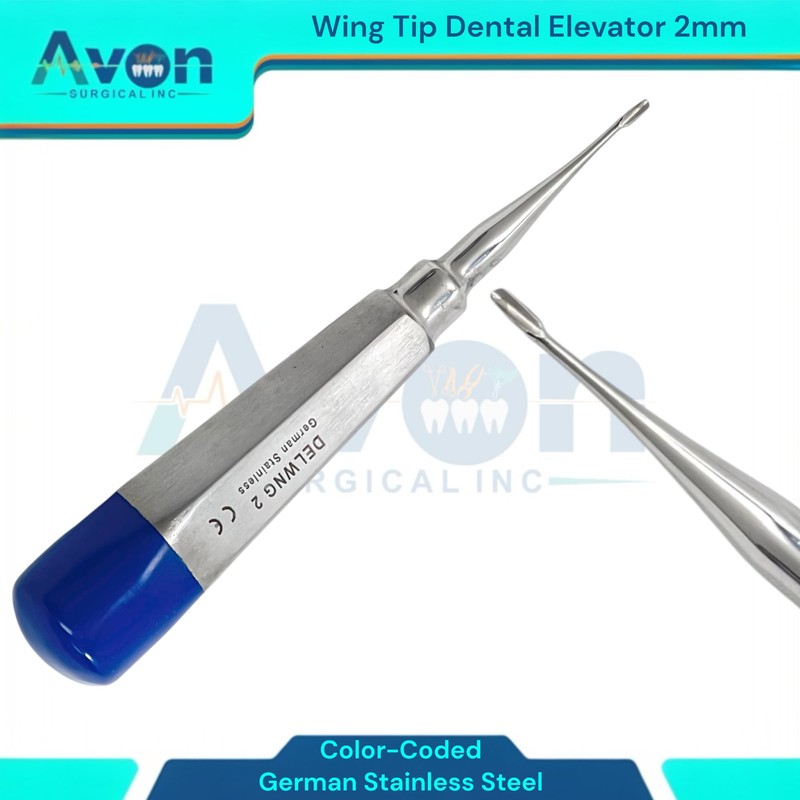 Dental Tooth Extraction Elevator Pick, Straight Precision Wing Tip, Color-Coded