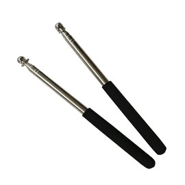 Belly Dance Wings Sticks Stainless Steel Telescopic Rod for Dancing Black 2pcs (Black)