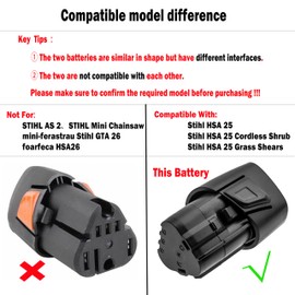 TAWUZUOR Upgrade HSA 25 Battery for S-tihl HSA 25 45154006500, Not for S-tihl HSA 26, Mini Chainsaw