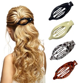 4Pcs Hair Clips,Flat Hair Clips for Women,Duckbill Hair Clip,Large Glossy No-Slip Claw Barrettes,Flat Claw Clips for Women for Thick Hair and Thin Hair