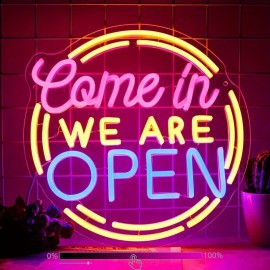 Uponray Come in We Are Open Neon Sign for Wall Decor, USB Neon Lights for party bar Led