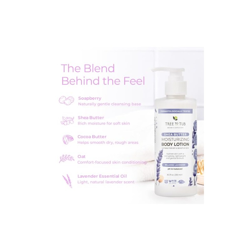 pH 5.5 Balanced Lavender Lotion For Sensitive Skin With Eco-Friendly