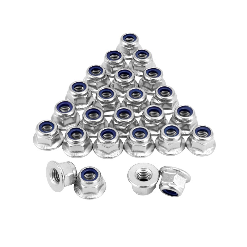 QWORK® 25PCS M6 Lock Nut with Nylon Insert - 304