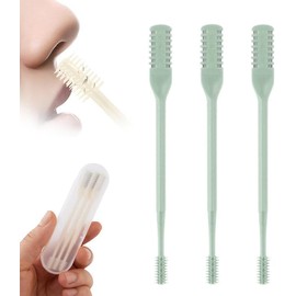 Nasal Hair Cutter, 360 Degree Rotating Portable Manual Nose Hair Trimmer, Nose Hair Removal Tool for Women Men (Green, 3 Pcs)