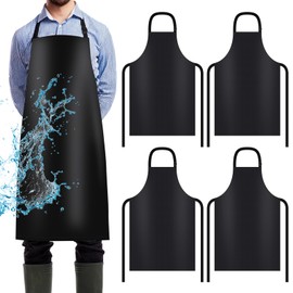 Paquete de 4 delantales impermeables – Delantal ajustable de vinilo de goma resistente para lavavajillas para hombres y mujeres, resistente al aceite 