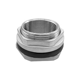 Fitvell 304 Stainless Steel Bulkhead Water Tank Fitting 1.25" Female Thread Compression Bulkhead Adapter Thru-bulk Connector with Gasket for Bathtub and Sink
