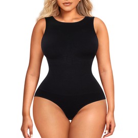 Nebility Womens Bodysuit Shapewear for Tummy Control Seamless Sleeveless Tank Tops Body Shaper (Medium, Black)